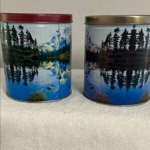 Scenic Landscape Tin Canisters Set of 2 Vintage